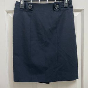 NEW Ann Taylor Navy Knee Length A-Line Skirt with Buttons Size 0P